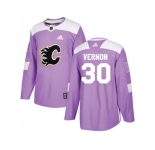 Men Adidas Calgary Flames #30 Mike Vernon Purple Authentic Fights Cancer Stitched NHL Jersey