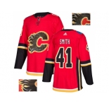 Men Adidas Calgary Flames #41 Mike Smith Red Home Authentic Fashion Gold Stitched NHL Jersey