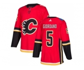 Men Adidas Calgary Flames #5 Mark Giordano Red Home Authentic Stitched NHL Jersey