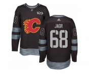Men Adidas Calgary Flames #68 Jaromir Jagr Black 1917-2017 100th Anniversary Stitched NHL Jersey