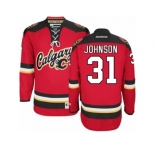 Men's Reebok Calgary Flames #31 Chad Johnson Authentic Red New Third NHL Jersey