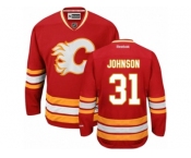 Men's Reebok Calgary Flames #31 Chad Johnson Authentic Red Third NHL Jersey