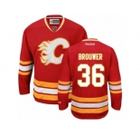 Men's Reebok Calgary Flames #36 Troy Brouwer Authentic Red Third NHL Jersey