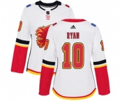 Women Calgary Flames #10 Derek Ryan Authentic White Away Hockey Jersey