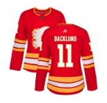 Women Calgary Flames #11 Mikael Backlund Authentic Red Alternate Hockey Jersey