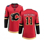 Women Calgary Flames #11 Mikael Backlund Fanatics Branded Red Home Breakaway Hockey Jersey