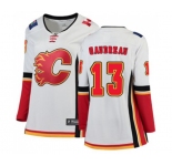 Women Calgary Flames #13 Johnny Gaudreau Authentic White Away Fanatics Branded Breakaway Hockey Jersey