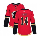 Women Calgary Flames #14 Theoren Fleury Authentic Red Home Hockey Jersey