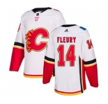 Women Calgary Flames #14 Theoren Fleury Authentic White Away Hockey Jersey
