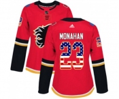 Women Calgary Flames #23 Sean Monahan Authentic Red USA Flag Fashion Hockey Jersey