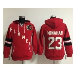 Women Calgary Flames #23 Sean Monahan Red Old Time Heidi NHL Hoodie