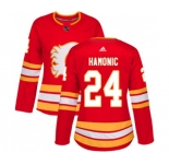 Women Calgary Flames #24 Travis Hamonic Authentic Red Alternate Hockey Jersey