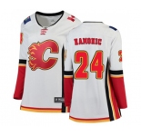 Women Calgary Flames #24 Travis Hamonic Authentic White Away Fanatics Branded Breakaway Hockey Jersey
