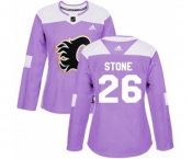 Women Calgary Flames #26 Michael Stone Authentic Purple Fights Cancer Practice Hockey Jersey