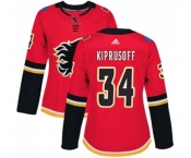 Women Calgary Flames #34 Miikka Kiprusoff Authentic Red Home Hockey Jersey