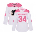 Women Calgary Flames #34 Miikka Kiprusoff Authentic White Pink Fashion Hockey Jersey