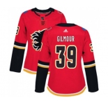 Women Calgary Flames #39 Doug Gilmour Authentic Red Home Hockey Jersey