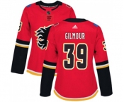 Women Calgary Flames #39 Doug Gilmour Authentic Red Home Hockey Jersey