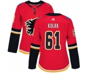 Women Calgary Flames #61 Brett Kulak Authentic Red Home Hockey Jersey