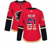 Women Calgary Flames #61 Brett Kulak Authentic Red USA Flag Fashion Hockey Jersey