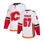 Women Calgary Flames #67 Michael Frolik Authentic White Away Hockey Jersey
