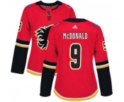 Women Calgary Flames #9 Lanny McDonald Authentic Red Home Hockey Jersey