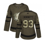 Women Calgary Flames #93 Sam Bennett Authentic Green Salute to Service Hockey Jersey
