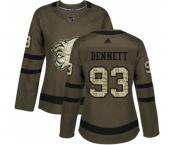 Women Calgary Flames #93 Sam Bennett Authentic Green Salute to Service Hockey Jersey