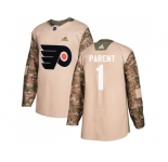 Youth Adidas Calgary Flames #1 Bernie Parent Camo Authentic 2017 Veterans Day Stitched NHL Jersey