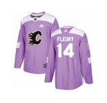 Youth Adidas Calgary Flames #14 Theoren Fleury Purple Authentic Fights Cancer Stitched NHL Jersey