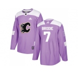 Youth Adidas Calgary Flames #7 TJ Brodie Purple Authentic Fights Cancer Stitched NHL Jersey