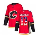Youth Calgary Flames #13 Johnny Gaudreau Authentic Red USA Flag Fashion Hockey Jersey