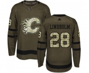 Youth Calgary Flames #28 Elias Lindholm Authentic Green Salute to Service Hockey Jersey