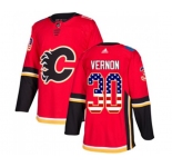 Youth Calgary Flames #30 Mike Vernon Authentic Red USA Flag Fashion Hockey Jersey