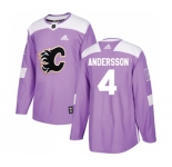 Youth Calgary Flames #4 Rasmus Andersson Authentic Purple Fights Cancer Practice Hockey Jersey