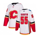 Youth Calgary Flames #55 Noah Hanifin Authentic White Away Hockey Jersey