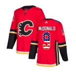 Youth Calgary Flames #9 Lanny McDonald Authentic Red USA Flag Fashion Hockey Jersey