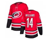 Men Adidas Carolina Hurricanes #14 Justin Williams Red Home Authentic Stitched NHL Jersey