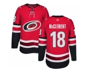 Men Adidas Carolina Hurricanes #18 Jay McClement Authentic Red Home NHL Jersey