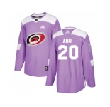 Men Adidas Carolina Hurricanes #20 Sebastian Aho Purple Authentic Fights Cancer Stitched NHL Jersey