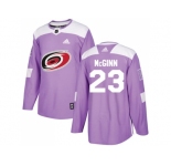 Men Adidas Carolina Hurricanes #23 Brock McGinn Purple Authentic Fights Cancer Stitched NHL Jersey