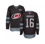 Men's Adidas Carolina Hurricanes #16 Elias Lindholm Authentic Black 1917-2017 100th Anniversary NHL Jersey