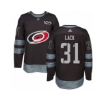 Men's Adidas Carolina Hurricanes #31 Eddie Lack Authentic Black 1917-2017 100th Anniversary NHL Jersey