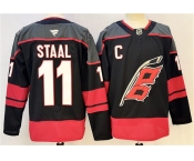 Men's Carolina Hurricanes #11 Jordan Staal Black 2024-25 With C Patch Stitched Hockey Jersey