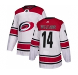 Men's Carolina Hurricanes #14 Justin Williams White Road Stitched Hockey Jersey