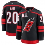 Men's Carolina Hurricanes #20 Sebastian Aho Black 2026 Stanley Cup Champions And A Patch Home Stitched Hockey Jersey