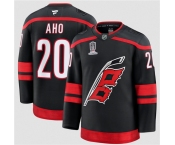 Men's Carolina Hurricanes #20 Sebastian Aho Black 2026 Stanley Cup Champions Home Stitched Jersey