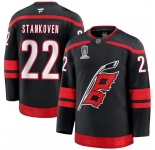 Men's Carolina Hurricanes #22 Logan Stankoven Black 2026 Stanley Cup Champions Home Stitched Hockey Jersey