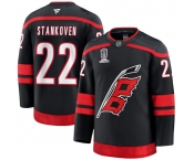 Men's Carolina Hurricanes #22 Logan Stankoven Black 2026 Stanley Cup Champions Home Stitched Hockey Jersey