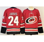 Men's Carolina Hurricanes #24 Seth Jarvis Red 2024-25 Stitched Hockey Jersey